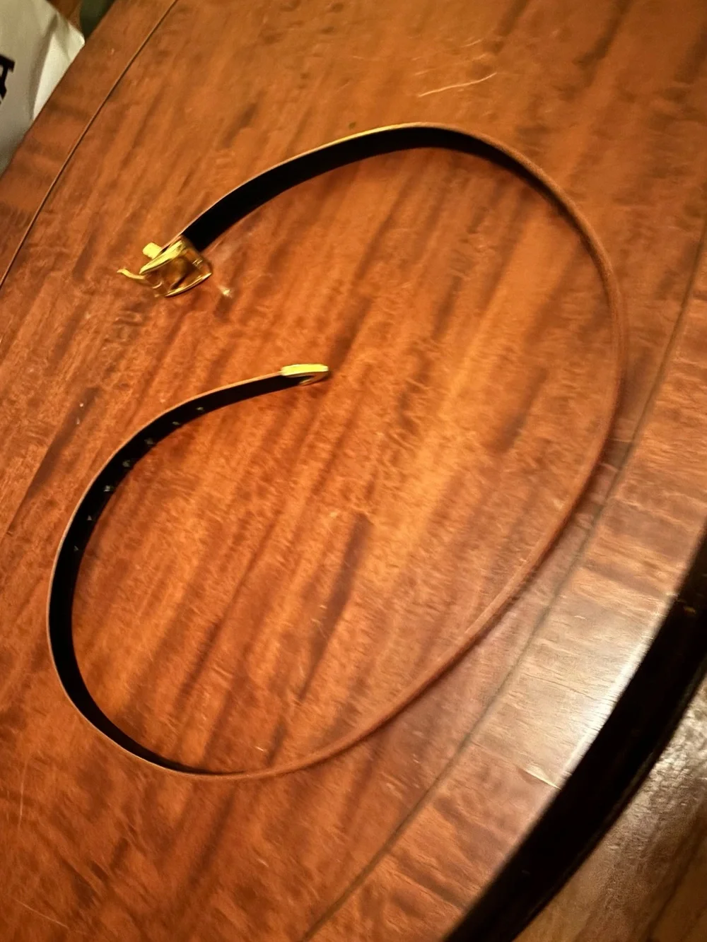 Leather Waist Belt with Gold Buckle - Black